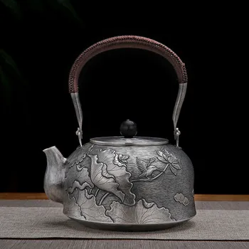 Высококачественный серебряный чайник S999 из стерлингового серебра, однокамерный чайник ручной работы, бытовой кипящий ртутный чайник