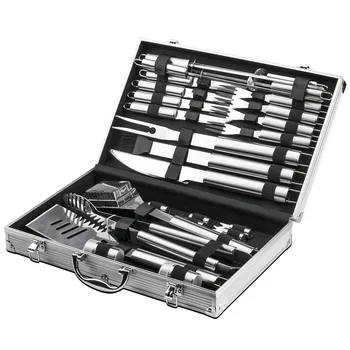 Нож для пикника, Портативный набор инструментов для барбекю из нержавеющей стали, Алюминиевая коробка, бирка с ножом для пикника и вилкой
