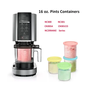 4 шт. Пинты для мороженого и крышки для Ninja Creami серии NC301 NC300 NC299AMZ, Контейнеры для хранения мороженого, морозильная камера