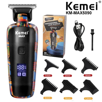 Kemei KM-MAX5090, Электрические машинки для стрижки волос, Бытовые Триммеры для волос с принтом Граффити, Бритва Type-C USB, перезаряжаемая для стрижки волос