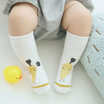 3 шт./лот, новые детские носки с длинными трубками, резиновые носки для малышей с мультяшным принтом, Хлопковые Мягкие высокие носки для завивки