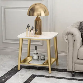 Скандинавская современная минималистичная гостиная, мраморный диван, приставной столик, креативный уголок для сидения, спальня, маленький квадратный чайный столик из кованого железа