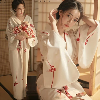 Традиционное Кимоно в Японском стиле Повседневные Самурайские Женские Гейши Белые Хаори Юката с Бантом Высококачественная Трендовая Свободная Одежда