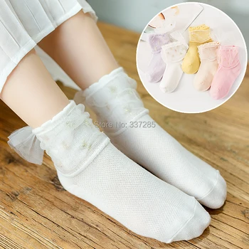 весенние Хлопчатобумажные носки Принцессы с большим бантом для маленьких девочек, разноцветные милые кружевные сетчатые дышащие носки для малышей �ާڧݧ�� �ߧ��ܧ�