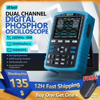 Ручной Двухканальный цифровой Осциллограф FNIRSI DPOX180H 180 МГц-3 дБ 2 В 1 Функциональный Генератор сигналов Флуоресцентный Дисплей МАСШТАБИРОВАНИЕ
