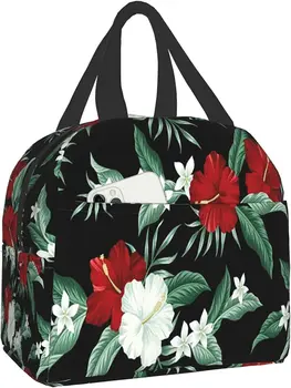 Тропический Гавайский цветок, Красный Гибискус, сумка для ланча, сумка-тоут, сумка для ланча для женщин, мужчин, детей, Ланч-бокс, Изолированный контейнер для ланча