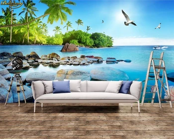 beibehang Пользовательские фотообои фреска красивый 3D вид на море остров ТВ фон обои для домашнего декора papel de parede infanti