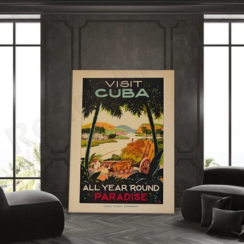 Винтажный плакат с изображением Кубы, Ретро-принт с Кубы, Винтажный туристический плакат с Кубы |