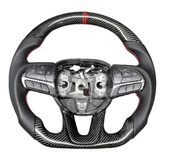 Модифицируйте автомобильные аксессуары, комплекты для карбонового интерьера, индивидуальное рулевое колесо Volant из углеродного волокна для Challenger SRT Hellcat