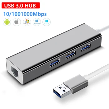 Usb 3,0 Концентратор с портом Ethernet 1000 Мбит/с RJ45 Адаптер-концентратор USB C Для Mac PC Ноутбук Xiaomi Mi Box S/3 TV Box Win 7 8 9 10 11