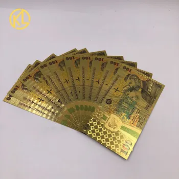 1000 шт./лот, Румынская золотая банкнота номиналом 100 леев, сувенирная валюта к 100-летию объединения Румынии для коллекции