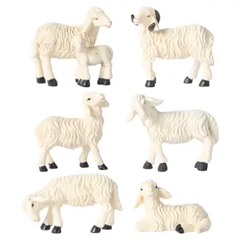 6 шт. миниатюрные фигурки овец для кукольного домика, набор для улицы, садовый орнамент, декор