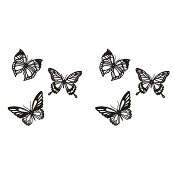 6шт Бабочка Металлический настенный декор Черная бабочка Металлический настенный декор Фермерский дом, деревенский домашний офис, декор спальни