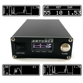 HFES Универсальная антенна 1,8 МГц-30 МГц ATU-100 ATU-100M 100 Вт QRP с Автоматическим Тюнером + измеритель КСВ 2 В 1 Для КВ-радио USDX G1M FT-818 817