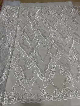 Новая нигерийская кружевная ткань с вышивкой пайетками, Высококачественная африканская кружевная ткань Для свадебного платья, французское сетчатое кружево