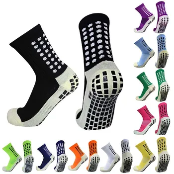 Противоскользящие футбольные носки на открытом воздухе, Нескользящие футбольные спортивные Мужские Женские велосипедные спортивные носки, фрикционная пленка, Утолщенное дно для полотенца