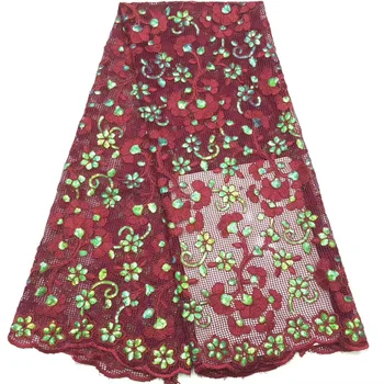 Африканская кружевная ткань 2021, высококачественная кружевная вышивка пайетками, Нигерийское свадебное шитье D4171