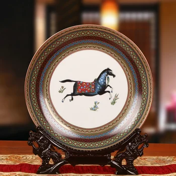 Керамика Цзиндэчжэнь Европейская лошадиная тарелка цветочная тарелка подвесная тарелка украшение дома в Юго-Восточной Азии украшение ручной работы