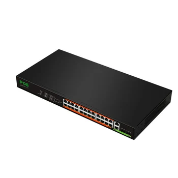 Игровой коммутатор Ethernet Smart Network Switcher Подключи и играй Интернет-разветвитель POE-коммутатор Игровой сетевой коммутатор 24 порта 100 М + 2 Гигабита