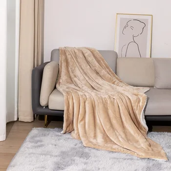 Одеяло с подогревом из шерп-берберского флиса, плотная теплая двухслойная фланель