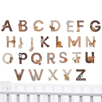 Красочные наклейки с алфавитом животных, буквы ABC, Наклейки с животными, Алфавит, неувядающие водонепроницаемые наклейки с животными из 26 букв