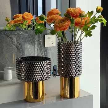 Легкая роскошная стеклянная ваза, ваза для цветочной композиции, украшение стола для гидропонных растений в гостиной, ремесла