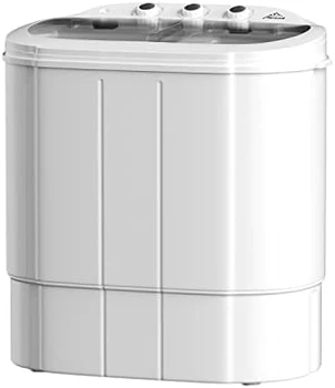 Портативная стиральная машина с двумя ваннами вместимостью 21 фунт, Мини-стиральная машина (14,4 фунта) и спайнер (6,6 фунта), Встроенный слив, Полуавтоматическая
