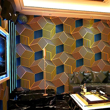 Обои KTV Караоке-зал Флэш-Настенная ткань 3D Светоотражающий плед Геометрический узор Графическая Тематическая коробка Фоновые обои для стен