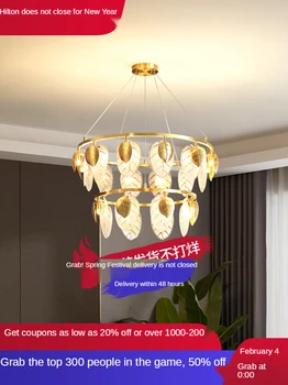 Современная медная люстра для гостиной с медным светом, роскошная и персонализированная высококачественная декоративная лампа, люстра для лестницы