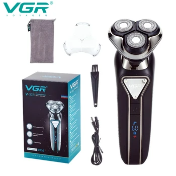 VGR Shaver Водонепроницаемая бритва Профессиональный Триммер для бороды Перезаряжаемый станок для бритья с цифровым дисплеем Бритвы для бритья мужчин V-323
