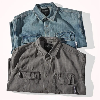 Джинсовая куртка, мужская одежда с длинным рукавом, осенняя японская ретро-гавань, модная брендовая повседневная плотная рубашка