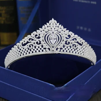Новая корона с микро-инкрустацией из Циркона, Свадебный головной Убор, свадебные аксессуары для волос, украшение в виде Короны на День Рождения