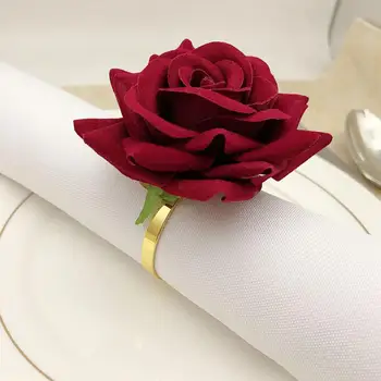 6 шт. Красная Роза В форме Полотенца, Пряжка, кольцо для салфеток, Свадебная вечеринка, декор для гостиничного стола