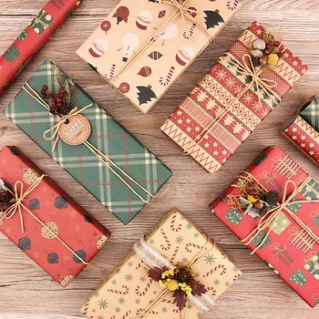 Упаковочная бумага для рождественских подарков, подарочная коробка из крафт-бумаги в стиле Ретро, Бумажный Снеговик в форме Рождественской елки, Декор Рождественского подарка