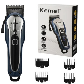 Kemei Профессиональная Машинка для Стрижки Волос для Мужчин с ЖК-дисплеем, Цельнометаллический Триммер для Бороды, Перезаряжаемый Электрический Триммер Для Стрижки волос