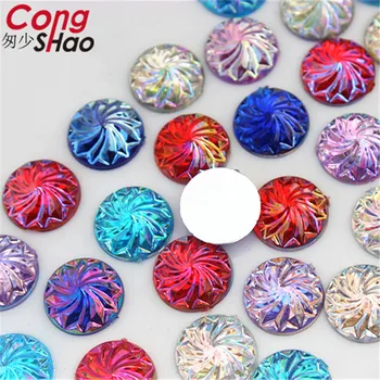 Cong Shao 12 мм 200 шт AB цветные круглые акриловые стразы с плоской спинкой, стразы, хрустальные камни для украшения одежды, ремесло CS3