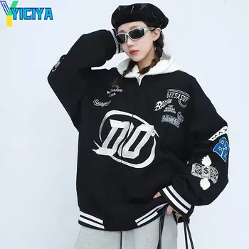 Куртка-бомбер YICIYA, женская новая верхняя одежда, университетские куртки, гоночная американская молния, оверсайз, Мотоциклетная винтажная Бейсбольная куртка, пальто