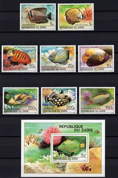 Почтовые марки Заира, 1980, Марка с рыбками, морское животное, Подводная тропическая коралловая рыбка, Марка с животными, коллекция в хорошем состоянии,MNH