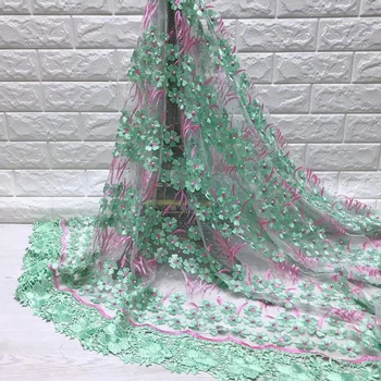 Последние цветы Французские Нигерийские блестки сетка кружевные ткани 2021 Высокое Качество Кружева Африканские Кружева ткань Свадебное платье