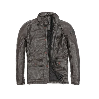 Новейший дизайн, Мужские Кожаные куртки, Осень-зима, Флисовая мотоциклетная кожаная куртка, мужская винтажная куртка-бомбер, пальто