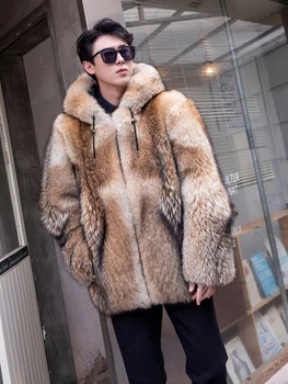 Fangtai 203 Fangtai 2023, новая Мода, Зимняя мужская куртка из натурального Волчьего меха, Теплая Роскошная Мужская куртка Из волчьего Меха Больших Размеров, пальто Coyote Coat Doub