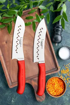 Набор кухонных ножей Нож шеф-повара Мясного ресторана Изогнутый Santaku 2K Изогнутый Шеф-повар № 2K