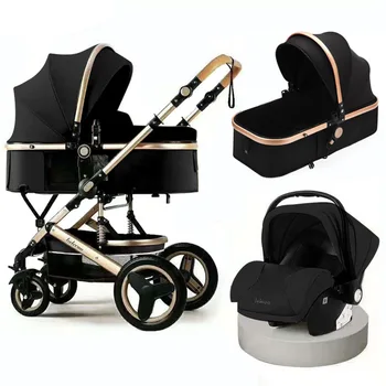 детская коляска 3 в 1 с автокреслом, роскошная детская коляска, двухсторонняя коляска, амортизатор для новорожденных, складная коляска-троллейбус