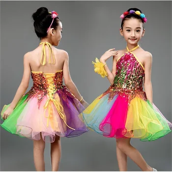 Детское балетное платье для девочек с блестками, платье для хора, Балетные костюмы для девочек, Пачка для танцев, Детская сценическая танцевальная одежда для выступлений