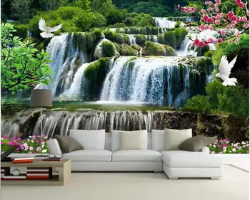 Изготовленная на заказ фреска 3d фотообои Красивый пейзаж естественный водопад проточной воды обои для гостиной для стен 3 d в рулонах