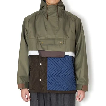 22aw Kolor, Япония, Цветовая гамма, Мужская куртка с капюшоном на молнии, Осеннее популярное Свободное пальто с длинным рукавом