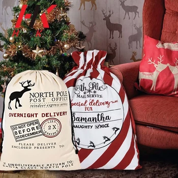 20 Штук оптом Мешок Санта Клауса Рождественские подарочные пакеты Холст Большой емкости для хранения рождественских посылок Принадлежности для вечеринок С Новым Годом