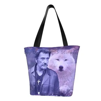 Хозяйственная сумка Johnny Hallyday с милым принтом, прочная холщовая сумка для покупок, сумка для французской певицы рок-музыки