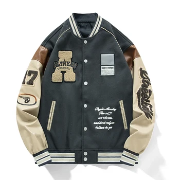 RENYADAO/ Новая Мужская Бейсбольная куртка-бомбер для колледжа, Университетская Шерстяная куртка С Кожаными рукавами, Бейсбольная куртка-бомбер Letterman